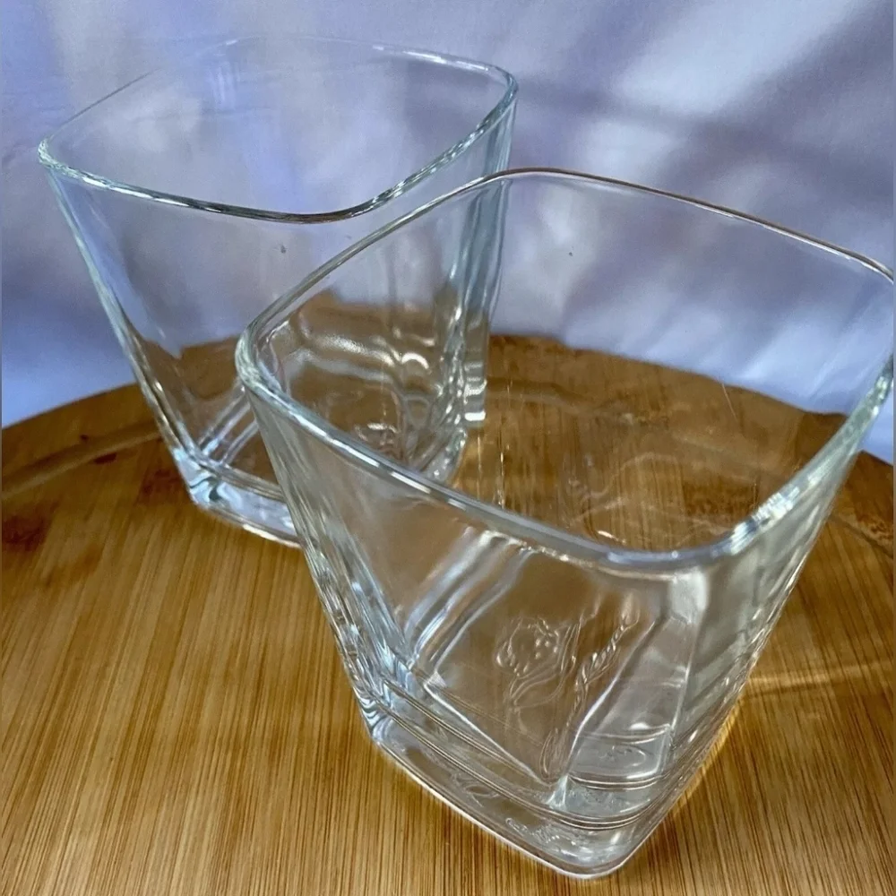NWOT | Crown Royal Italy | Bourbon Whiskey Low Ball Square Rocks Glass Set (2)